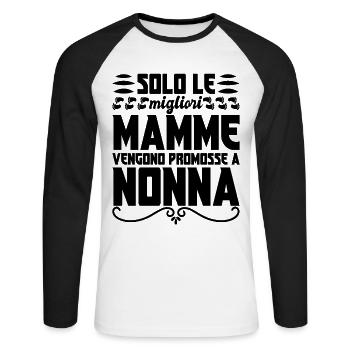 Solo le migliori Mamme vengono promosse a Nonna - Unisex Baseballshirt langarm - Weiß/Schwarz - Vorne - Nik (191cm)