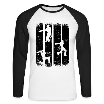 Cricket - Cricketing Cricketmaster - Unisex Long Sleeve Baseball T-Shirt - white/black - Front - Nik (191cm)