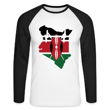Kenya Battements de coeur Drapeau Kenya - T-shirt baseball manches longues Homme - blanc/noir - Devant - Nik (191cm)