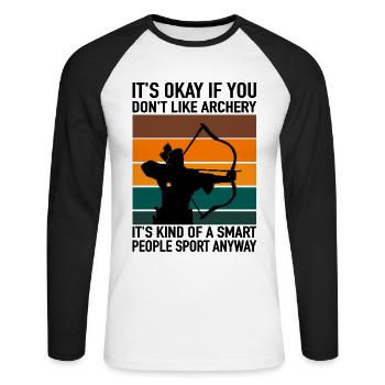 Archery Archery Arrow & Bow Archer - Unisex Long Sleeve Baseball T-Shirt - white/black - Front - Nik (191cm)