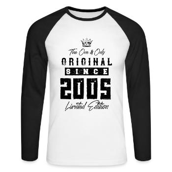 2005 limited edition - Unisex Baseballshirt langarm - Weiß/Schwarz - Vorne - Nik (191cm)