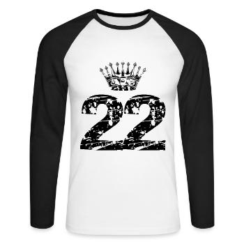 22 couronnes nombre - T-shirt baseball manches longues Homme - blanc/noir - Devant - Nik (191cm)