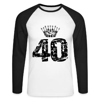 40 couronnes nombre - T-shirt baseball manches longues Homme - blanc/noir - Devant - Nik (191cm)