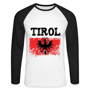 Tirol Adler Vintage Retro Look - Unisex Baseballshirt langarm - Weiß/Schwarz - Vorne - Nik (191cm)