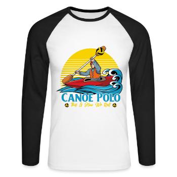 Canoe Polo This is how we roll - Unisex Baseballshirt langarm - Weiß/Schwarz - Vorne - Nik (191cm)