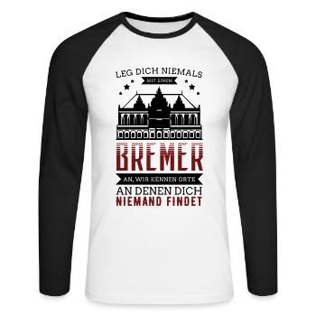 Bremen - Bremer - Unisex Baseballshirt langarm - Weiß/Schwarz - Vorne - Nik (191cm)