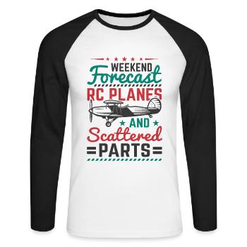 Modellflugzeug Pilot Modellflug Club - Unisex Baseballshirt langarm - Weiß/Schwarz - Vorne - Nik (191cm)
