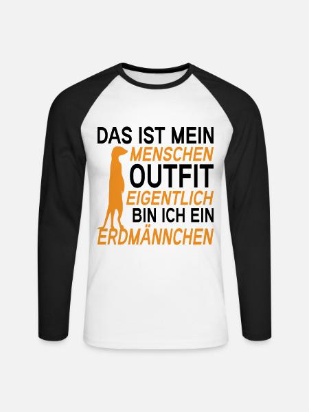 Erdmännchen Surikate Halloween Kostüm - Unisex Baseballshirt langarm - Weiß/Schwarz