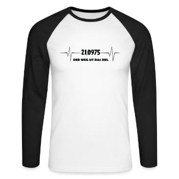 Halbmarathon 21km Lauf Der Weg ist das Ziel - Unisex Baseballshirt langarm - Weiß/Schwarz - Vorne - Nik (191cm)