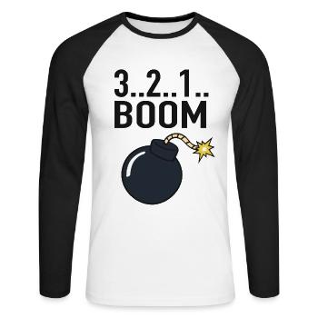 Bébé Bombe - Grossesse Cadeaux Baby Party - T-shirt baseball manches longues Homme - blanc/noir - Devant - Nik (191cm)