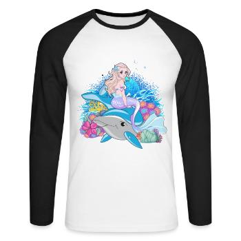 Cadeau sirène sirène - T-shirt baseball manches longues Homme - blanc/noir - Devant - Nik (191cm)