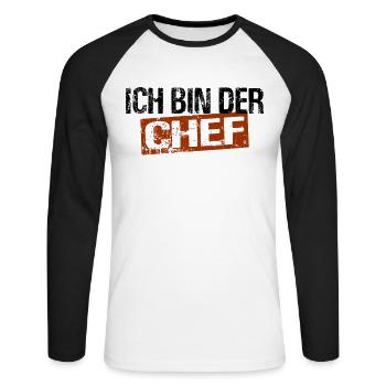 Ich bin der Chef - Heimwerker Unternehmer - Unisex Baseballshirt langarm - Weiß/Schwarz - Vorne - Nik (191cm)