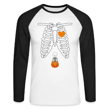 Skeleton Baby Pregnant Xray Rib Cage - Unisex Long Sleeve Baseball T-Shirt - white/black - Front - Nik (191cm)