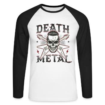 Groupe de Heavy Metal Metal Metal Skull Death Metal - T-shirt baseball manches longues Homme - blanc/noir - Devant - Nik (191cm)