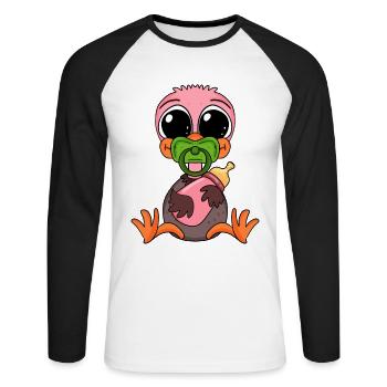Baby Strauß - Unisex Baseballshirt langarm - Weiß/Schwarz - Vorne - Nik (191cm)
