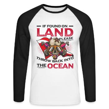 Throw Bach Into The Ocean Scuba Diving Divers - Unisex Long Sleeve Baseball T-Shirt - white/black - Front - Nik (191cm)