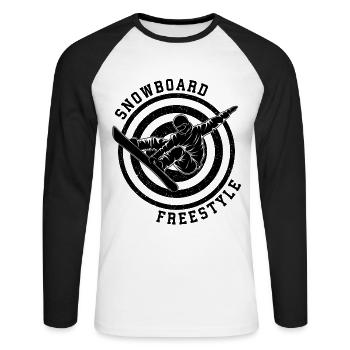 Snowboard Freestyle Snowboarding Snowboarder Sport - Unisex Long Sleeve Baseball T-Shirt - white/black - Front - Nik (191cm)