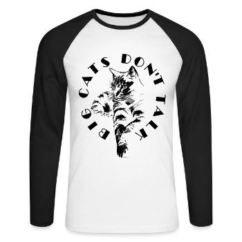 GROßKATZEN REDEN NICHT | Schwarze Katze - Unisex Baseballshirt langarm - Weiß/Schwarz - Vorne - Nik (191cm)