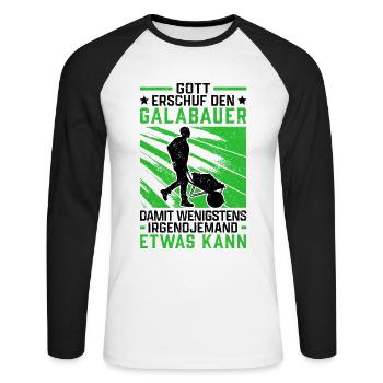 Gott schuf Galabauer Galabau Landschaftsbauer - Unisex Baseballshirt langarm - Weiß/Schwarz - Vorne - Nik (191cm)