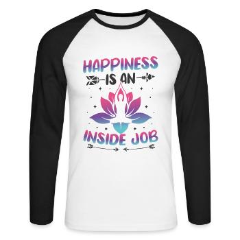 Buntes Namaste Yoga Lotusblume Meditation - Unisex Baseballshirt langarm - Weiß/Schwarz - Vorne - Nik (191cm)