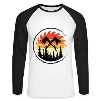 Tronçonneuse Axe Forester Bûcheron Scie Chaîne - T-shirt baseball manches longues Homme - blanc/noir - Devant - Nik (191cm)