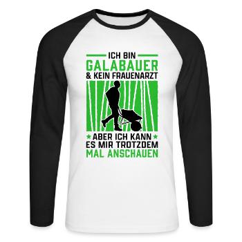 Ich bin Galabauer Galabau Landschaftsbauer - Unisex Baseballshirt langarm - Weiß/Schwarz - Vorne - Nik (191cm)