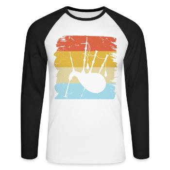 Dudelsack - Unisex Baseballshirt langarm - Weiß/Schwarz - Vorne - Nik (191cm)