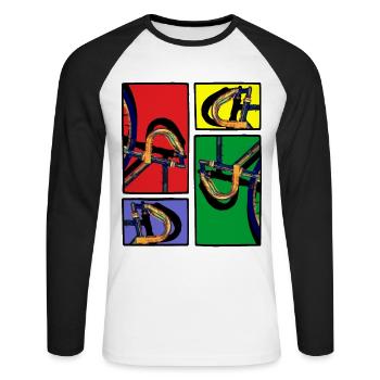 Comic Strips Road Bike Keirin - Cycling - Unisex Long Sleeve Baseball T-Shirt - white/black - Front - Nik (191cm)
