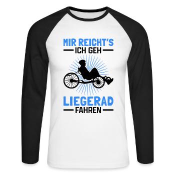 Liegerad mir reichts Radfahrer Liegefahrrad - Unisex Baseballshirt langarm - Weiß/Schwarz - Vorne - Nik (191cm)