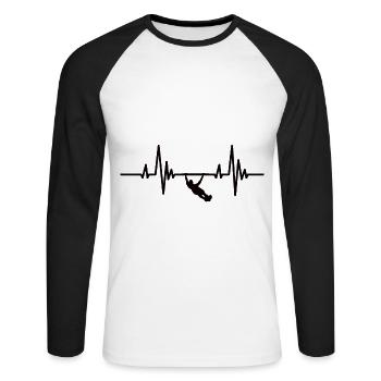 Musculation Fitness Heartbeat Training ECG Sport - T-shirt baseball manches longues Homme - blanc/noir - Devant - Nik (191cm)