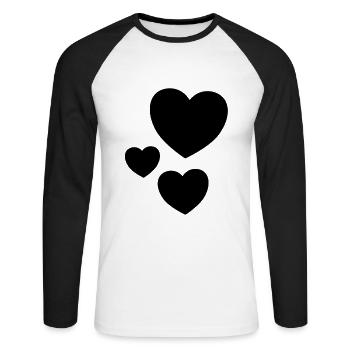 Herzen Herz - Unisex Baseballshirt langarm - Weiß/Schwarz - Vorne - Nik (191cm)