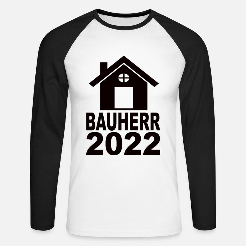 Bauherr 2022 - Unisex Baseballshirt langarm - Weiß/Schwarz
