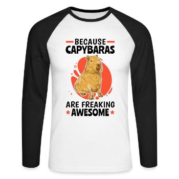 Capybara sont fantastiques capybara d’Amérique du Sud - T-shirt baseball manches longues Homme - blanc/noir - Devant - Nik (191cm)