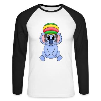 Rasta Koala - Unisex Baseballshirt langarm - Weiß/Schwarz - Vorne - Nik (191cm)