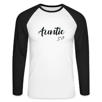 Tante Chat Tante avec Cat Cat Lover - T-shirt baseball manches longues Homme - blanc/noir - Devant - Nik (191cm)