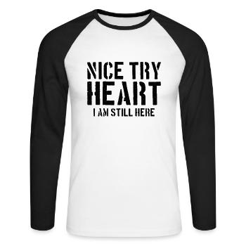 Heart Attack Open Heart Surgery Heart Surgery Gift - Unisex Long Sleeve Baseball T-Shirt - white/black - Front - Nik (191cm)