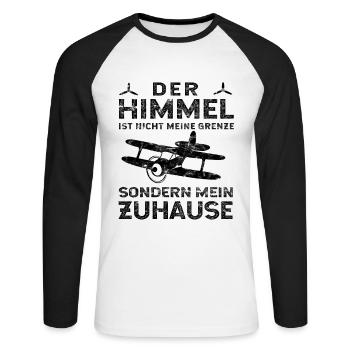 Flugzeug Pilot Flieger Flug Spruch - Unisex Baseballshirt langarm - Weiß/Schwarz - Vorne - Nik (191cm)
