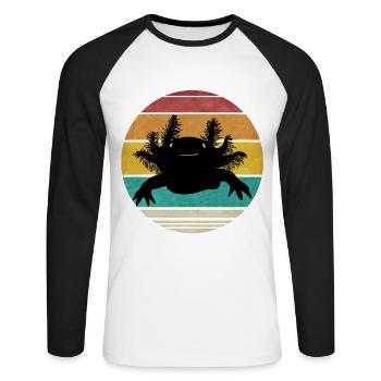 Axolotl Gift Retro Ambystoma Logo de bien-être animal - T-shirt baseball manches longues Homme - blanc/noir - Devant - Nik (191cm)