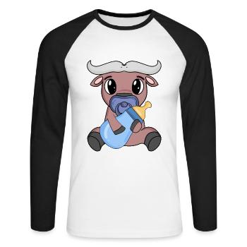 Baby Junge Ochse - Unisex Baseballshirt langarm - Weiß/Schwarz - Vorne - Nik (191cm)