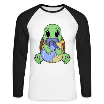 Baby Schildkröte - Unisex Baseballshirt langarm - Weiß/Schwarz - Vorne - Nik (191cm)
