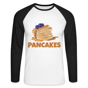 Powered By Pancakes Foodies Sweet Dish Crown - Unisex Baseballshirt langarm - Weiß/Schwarz - Vorne - Nik (191cm)