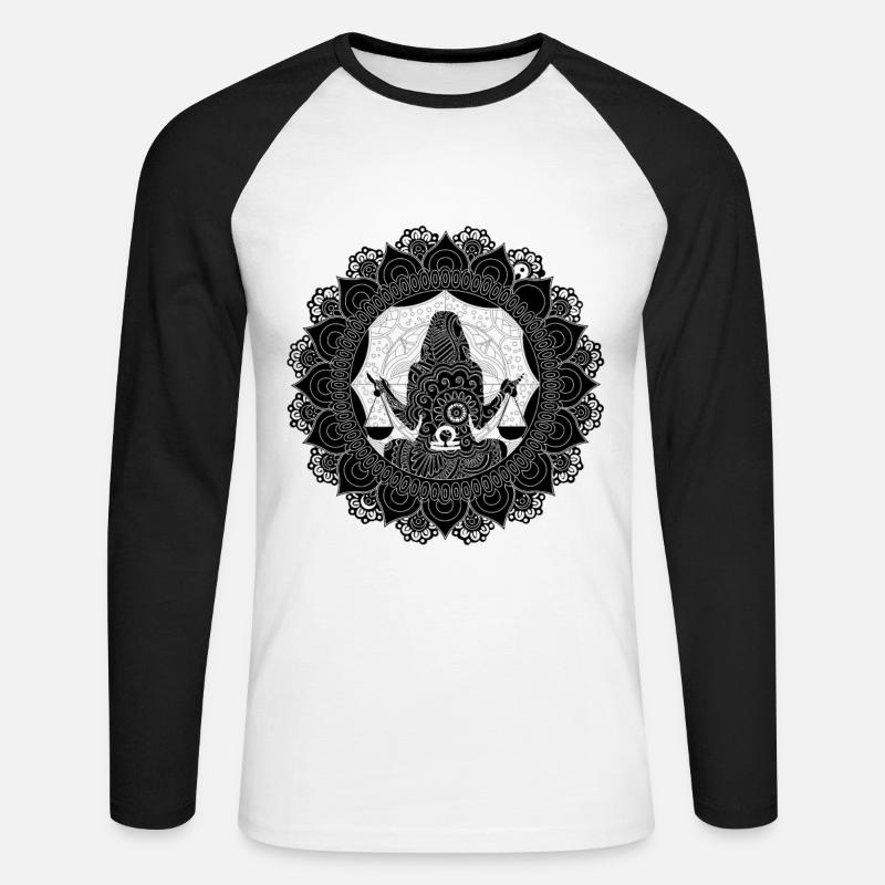 Libra, zodiak tecken Libra - Långärmad basebolltröja herr - vit/svart