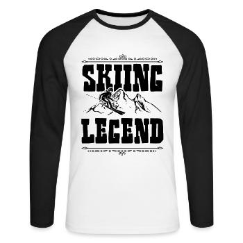 Légende du ski - T-shirt baseball manches longues Homme - blanc/noir - Devant - Nik (191cm)