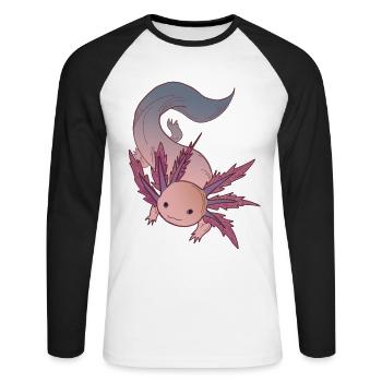 Axolotl Ambystoma Kawaii Tiere Amphibien Züchter - Unisex Baseballshirt langarm - Weiß/Schwarz - Vorne - Nik (191cm)
