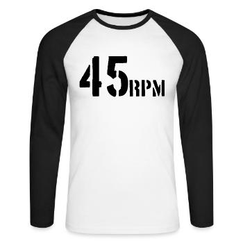 45 RPM Vinyl - Unisex Baseballshirt langarm - Weiß/Schwarz - Vorne - Nik (191cm)
