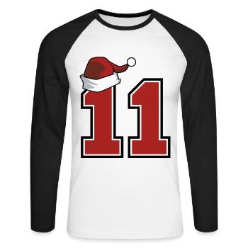 11 Numéro Noël - T-shirt baseball manches longues Homme - blanc/noir - Devant - Nik (191cm)