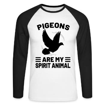 Pigeon Pigeon Voyageur Pigeon Voyageur Pigeon Voyageur - T-shirt baseball manches longues Homme - blanc/noir - Devant - Nik (191cm)