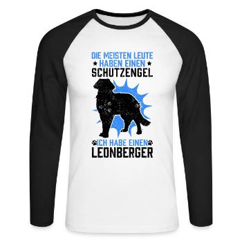 Glückspilze haben einen Leonberger Leonberg Hund - Unisex Baseballshirt langarm - Weiß/Schwarz - Vorne - Nik (191cm)