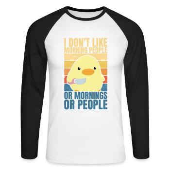 Duck With Knife Duck with Knife I hate people - Unisex Long Sleeve Baseball T-Shirt - white/black - Front - Nik (191cm)