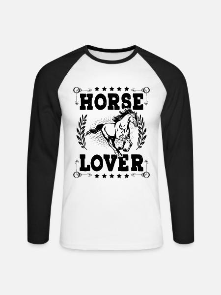 Horse Lover - Unisex Baseballshirt langarm - Weiß/Schwarz